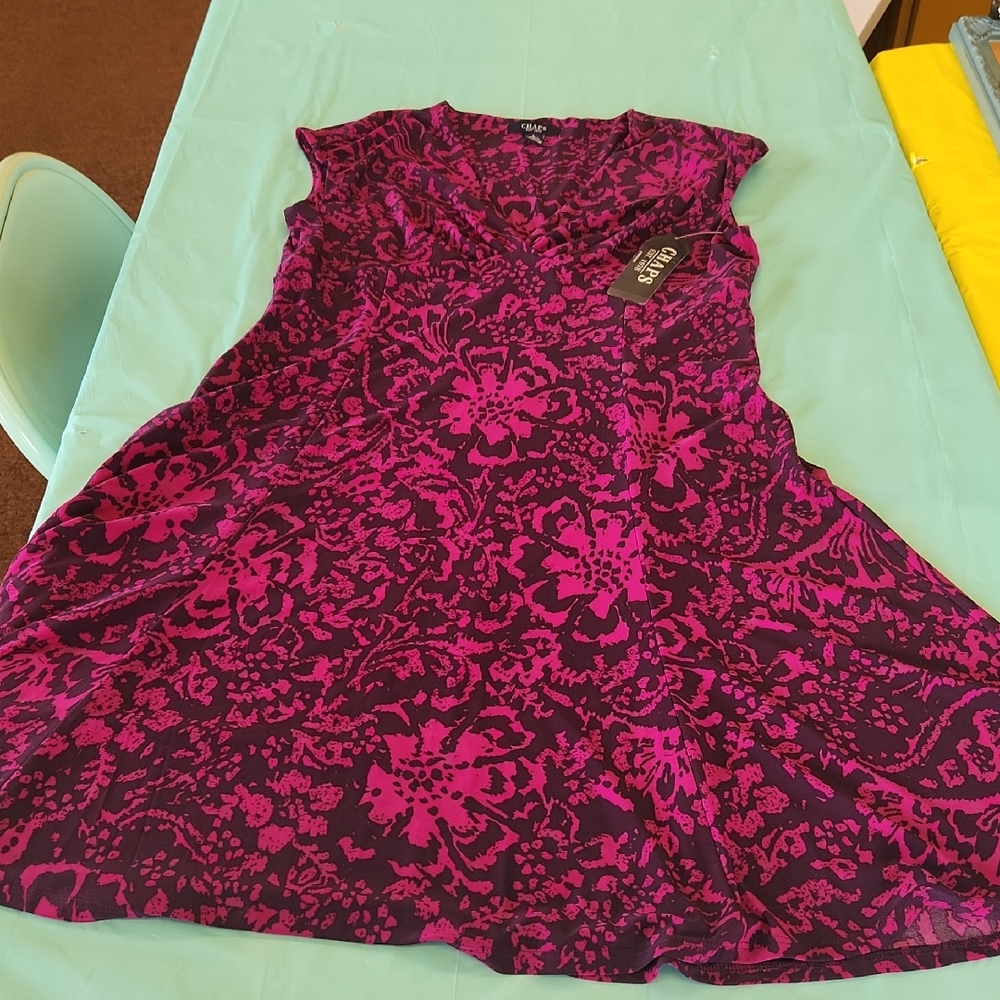 Pink and Egg Plant Purple Floral Dress